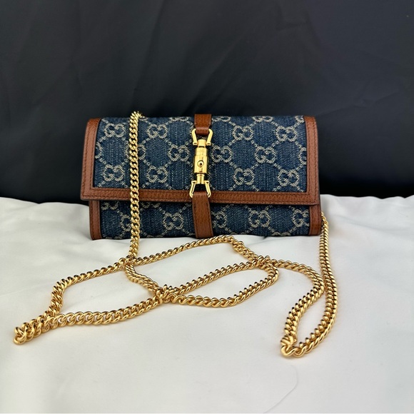 Gucci GG Denim Jackie 1961 Chain Wallet NEW WITH DUST BAG - Picture 11 of 15